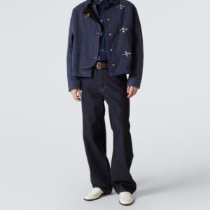Navy Blue Utility Jacket with Metal Accents